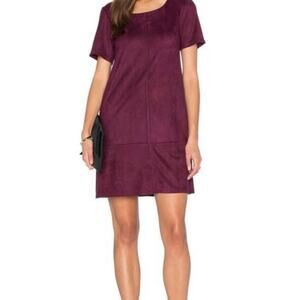 Bishop + Young Faux Suede Shift Dress Purple Small